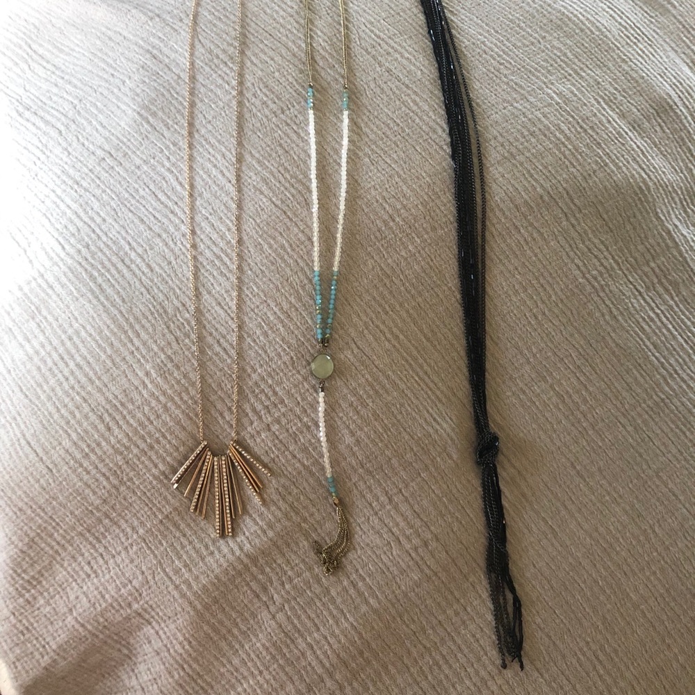 3 long chain statement necklaces